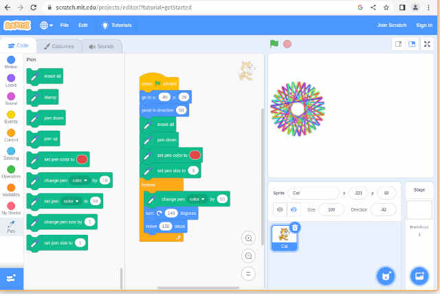 screenshot of using Scratch